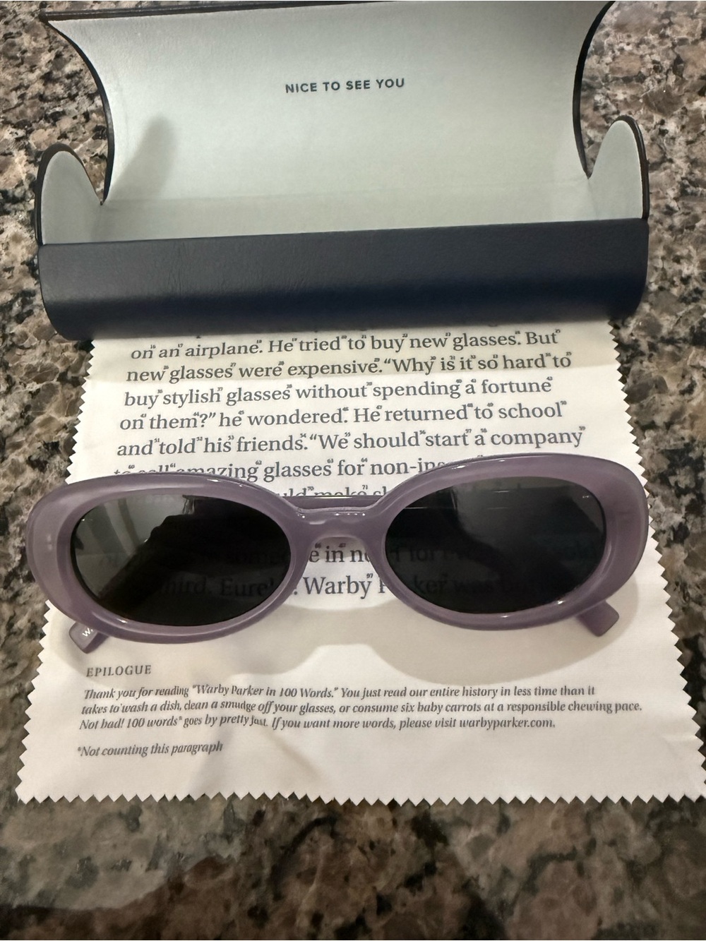 Warby Parker Lavender Oval Sunglasses